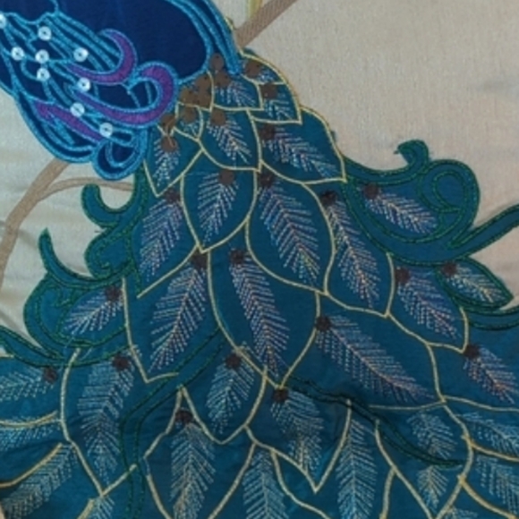 MARLO LORENZ | Embroidered Sequined Peacock Vintage Throw Pillow - Picture 10 of 11